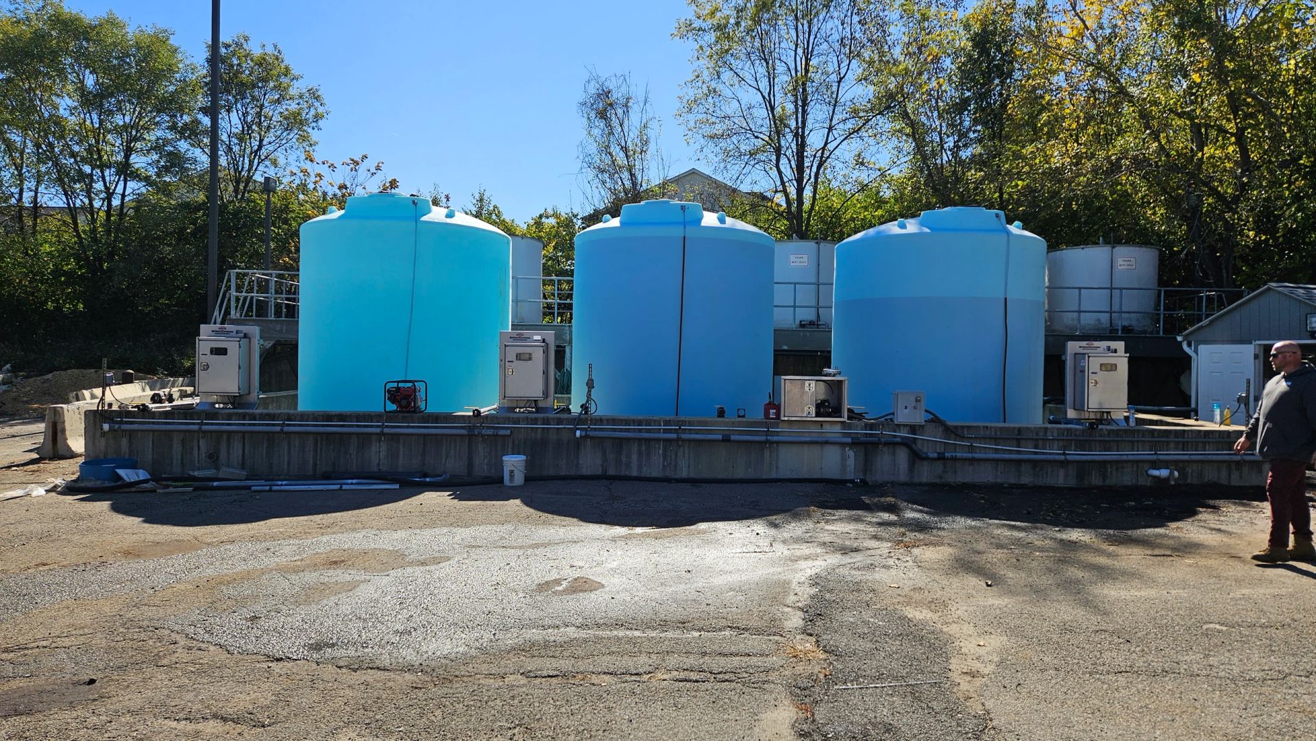 Industrial brine storage tanks at municipal facility